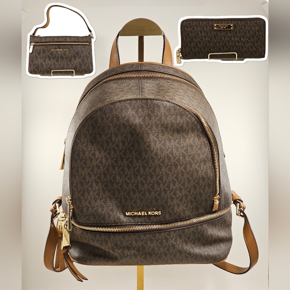 Michael Kors 3 Piece Set Backpack Wallet & Wristlet